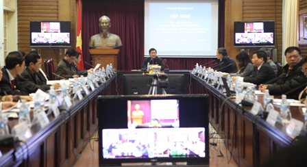 Hội nghị trực tuyến tổng kết công tác quản lý và tổ chức lễ hội năm 2011. Ảnh: VH