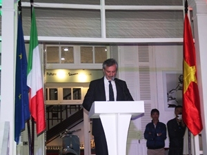 Đại sứ Italy phát biểu tại buổi lễ (Ảnh: Phương Mai/Vietnam+)